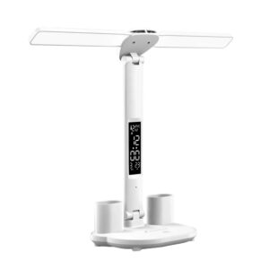 Lámpara Led Plegable Con Reloj, Temperatura Y Porta Lápices