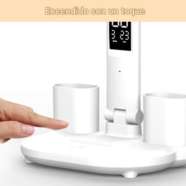 Lámpara Led Plegable Con Reloj, Temperatura Y Porta Lápices - Imagen 3