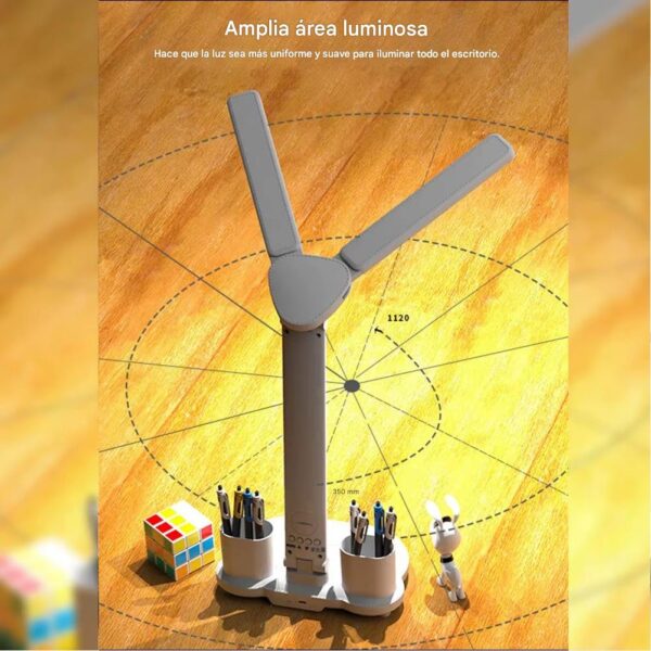 Lámpara Led Plegable Con Reloj, Temperatura Y Porta Lápices - Imagen 4