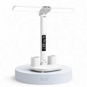 Lámpara Led Plegable Con Reloj, Temperatura Y Porta Lápices