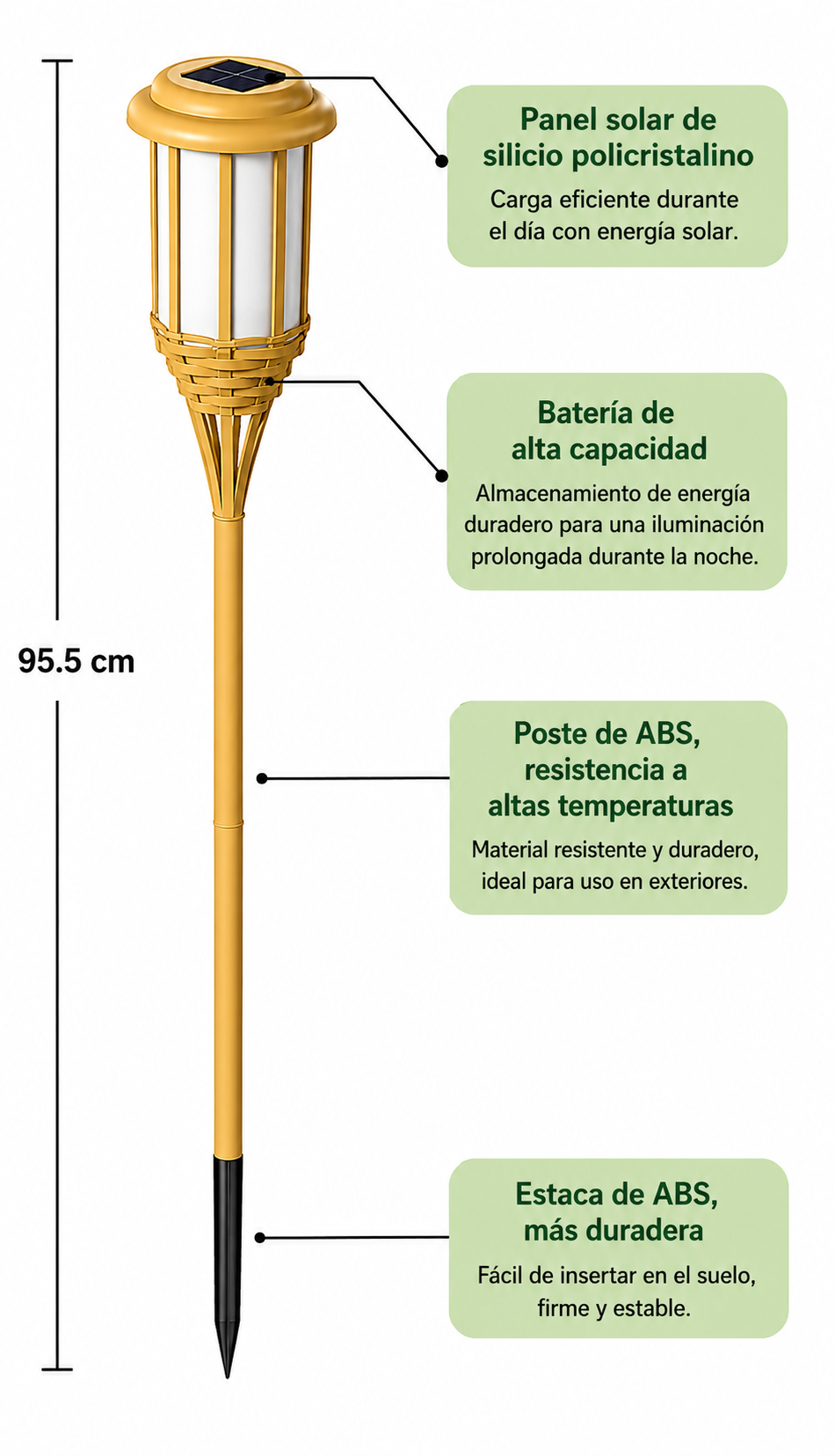Antorcha solar Pack X2 – Estilo Bambú - Imagen 3